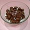 CHOCOLATE FLAVOURED CEREAL IN GLASS BOWL WITH FRESH MILKY AS HEALTHY BREAKFAST AND SNACKING