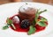 Chocolate fondant with berry sauce