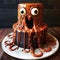 Chocolate Fondue Face Cake: A Photorealistic Octopus-themed Delight