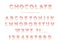 Chocolate font. Cute letters and numbers can be used for birthday card, baby shower, Valentines day, sweets shop, girls