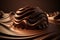 Chocolate in the form of endless waves background, abstract sweet chocolate background, generated ai