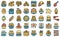 Chocolate fountain icons set vector flat