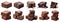 Chocolate fudge brownie cake, front view on transparent background cutout, PNG