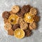 Chocolate, ginger, oatmeal cookies, slices of dried oranges, stars of anise. Flavorful and delicious sweet food