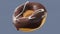Chocolate glazed donut with sprinkles rotating on a grey background
