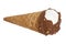 Chocolate glazed icecream cone wafer isolated on the white background
