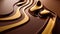 Chocolate with gold liquid swirls or spin pouring.for demonstration food background.ai generated images