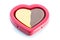 Chocolate golden heart shape on red box