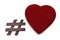 Chocolate Hashtag Symbol with Heart Shaped Box