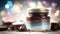 Chocolate Hazelnut Spread White Pink Blue Magical Fantasy Bokeh. Generative AI