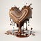 Chocolate heart, milk chocolate explosion splash, love symbol, generative ai