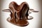 Chocolate heart shape Melting coco dripping on floor, ai