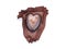 Chocolate heart on a white background with place for text for Valentine`s Day