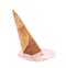 Chocolate ice cream cone fallen