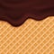 Chocolate ice cream glaze on wafer background vector illustration