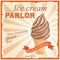 Chocolate ice cream in the vintage parlor