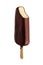 Chocolate icecream dessert on wooden stick on white background.