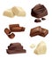 Chocolate icon set. Realistic pictures of chocolate various types