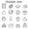 Chocolate icon set in thin line style