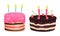 Chocolate Layered Cake with Burning Candles as Birthday Symbol Vector Set