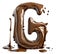 Chocolate letter G isolated over white background. Generative AI illustration