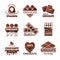 Chocolate logo. Sweets stylized badges chef and kitchen cooking desserts concept vector illustrations