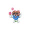 Chocolate love cupcake mascot cartoon design with ice cream