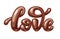 Chocolate Love word isolated on white background. Vector lettering