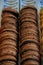 Chocolate macarons on display