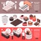 Chocolate Manufacture Isometric Banners