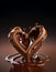 Chocolate melting in heart shape, generative ai