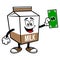 Chocolate Milk Carton Mascot with a Dollar