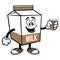 Chocolate Milk Carton Mascot with a Glass of Chocolate Milk