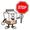 Chocolate Milk Carton Mascot with a Stop Sign