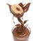 Chocolate Milk Flower shape Concept design Grow up and Spread up from glass milk to pull down the delicious cookies jam strawberry
