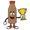 Chocolate Milk Mascot holding a Trophy