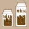 Chocolate milk in the package. Vector of cardboard packaging of chocolate milk. Milk packet isolated on white background. Carton p