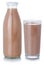 Chocolate milk shake milkshake drink beverage bottle and glass isolated