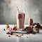 Chocolate milkshake cocktail, minimalistic food, dessert background. Generative AI.