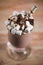 Chocolate milkshake with marshmallows and sweet straw