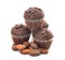 Chocolate muffins and cocoa beans