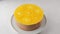 Chocolate-orange mousse cake with biscuit base, jelly and orange circles. Whole homemade cheesecake. Traditional holiday dessert.