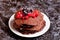 Chocolate pancake with currant