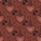 Chocolate Paris seamless pattern. Vector Eiffel tower with heart I love you. Sweet love texture