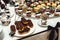 Chocolate pastries on the wedding candybar