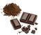 Chocolate pieces with cocoa pile