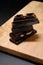 Chocolate piled on a wooden board