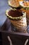 Chocolate pistachio waffle cones