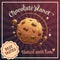 Chocolate planet, advertising poster template. Cookie sweet world, promotion concept.