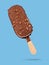 Chocolate popsicle. Ice cream on blue